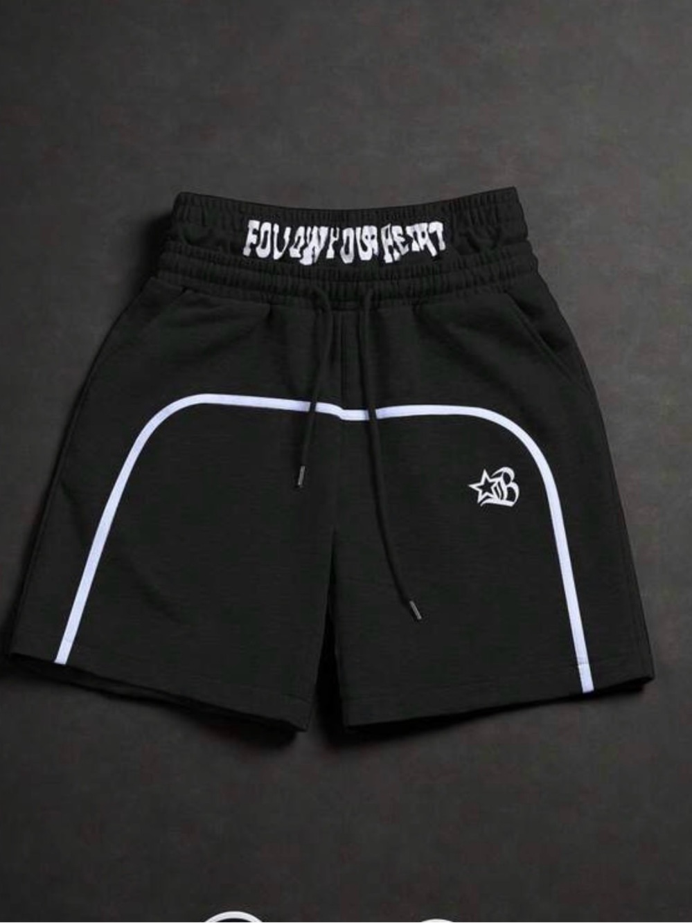 SHEIN Black Athletic Shorts with White Piping
